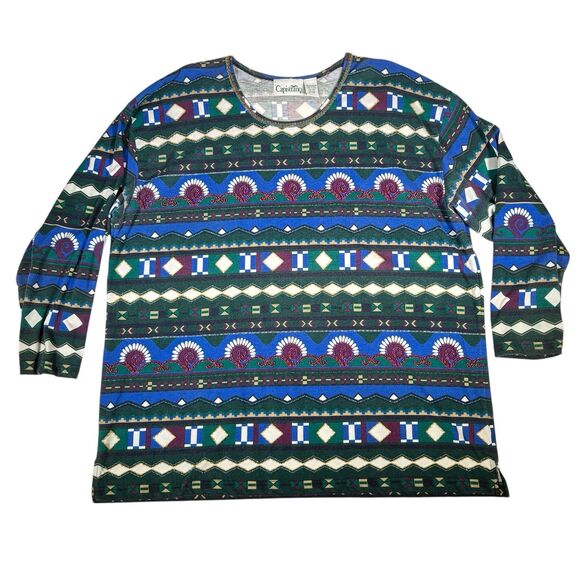 Vintage 90s Capistrano Aztec Pattern Shirt Women’s 22/24 2X 3X Southwestern Boho - Picture 5 of 5